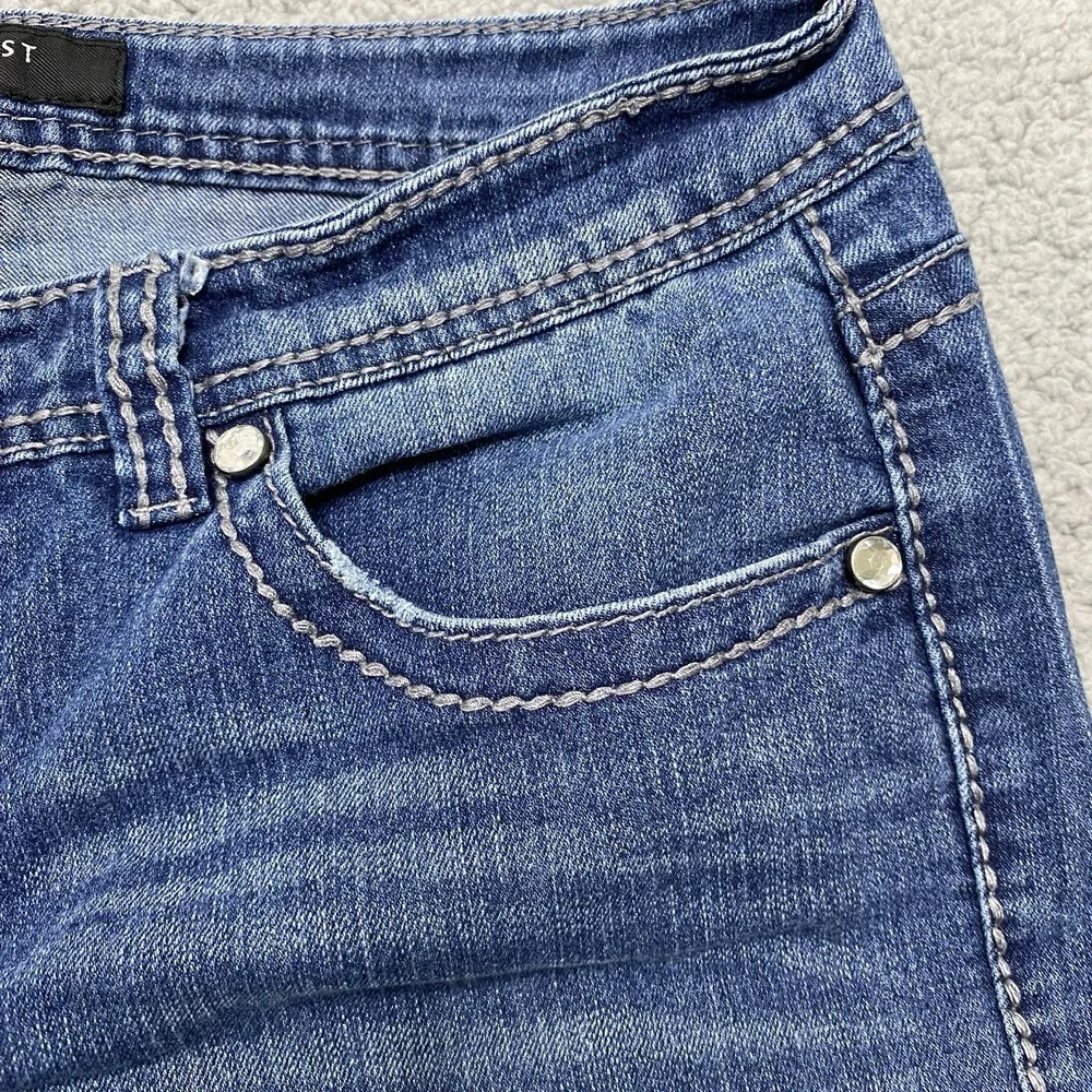 Nine West Ramses Bling Boot Jeans Women 12 Blue Denim Flap Pockets Western